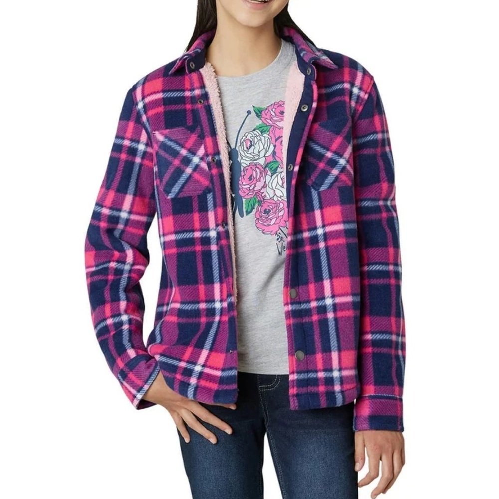 Faux Fur Weatherproof Girls Checkered Jacket